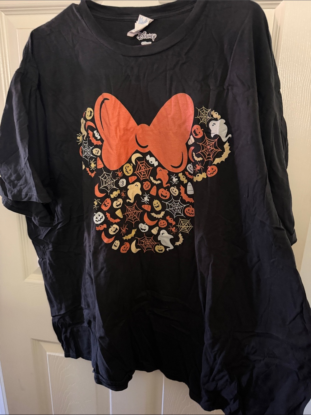 Disney Black Kids' Halloween Minnie Mouse Graphic Tee with Orange Bow